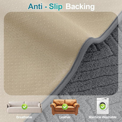 Turquoize Waterproof Couch Cover for Dogs Fuzzy Pet Couch Covers for Sofa Thick Dog Bed Cover Non-Slip Sofa Covers for 3 Cushion Couch Protector Slipcover Pet Friendly (Grey, 36" x 72")