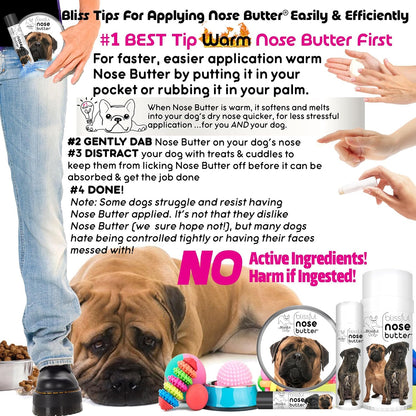 The Blissful Dog Bullmastiff Nose Butter for Dry, Cracked Skin, Lick-Safe Dog Nose Balm with Moisturizing Shea Butter, Almond, Olive, and Essential Oils, Pet Supplies, Uncented, 2 oz.