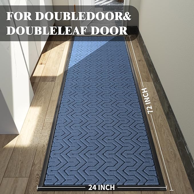 Yimobra 72x24 Indoor Outdoor Runner Rug, Heavy-Duty Entrance Mat for High Traffic Areas, Commercial Grade Welcome Door Mat, Easy Clean Blue