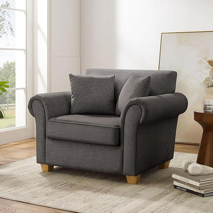 VANOMi 40" W Oversized Accent Chair, Oversized Reading Chair for Living Room, Comfy Reading Nook Chairs for Bedroom, Upholstered Large Chair Armchair Single Sofa for Small Space (Dark Gray)