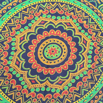 CRAFT KALA Large Hippie Mandala Meditation Floor Ottoman Pillow Cushion Pouf Cover Square Poufs Bohemian Circle Floor Cushion Case Outdoor Fireplace Yoga Living Room Decor Cover New Blue, 16" Square
