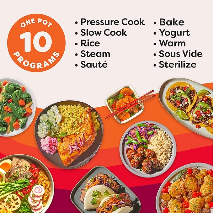 Instant Pot Pro 10-in-1 Pressure Cooker, Slow Cooker, Rice/Grain Cooker