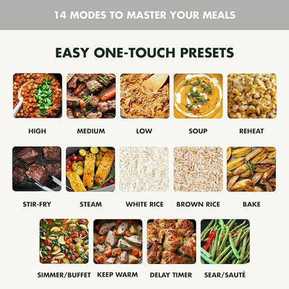 GreenPan Elite 14-in-1 Nonstick 6QT Electric Slow Cooker, PFAS-Free Ceramic
