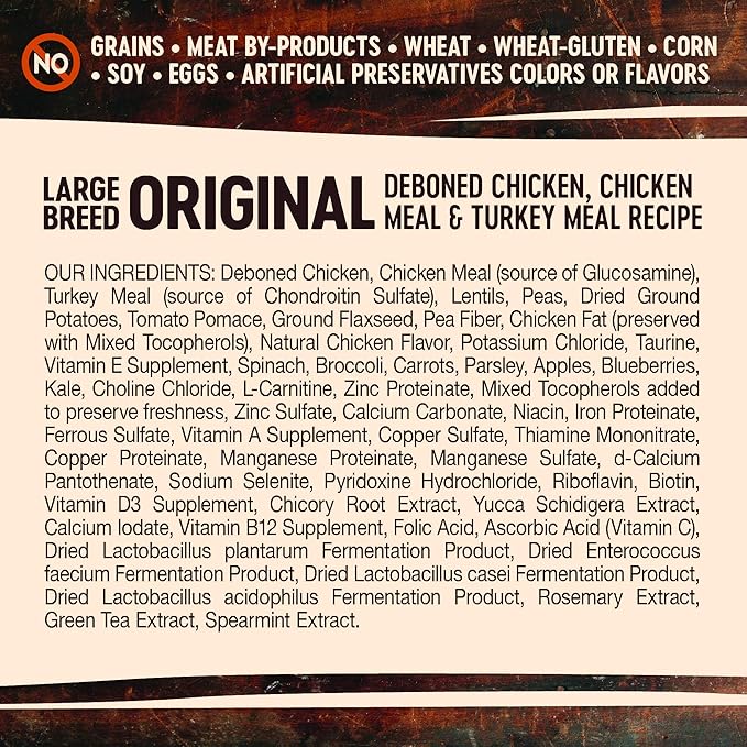 Wellness CORE Dry Dog Food, Large Breed, Grain-Free, High Protein, Natural, Original Chicken & Turkey Recipe, (26-Pound Bag)