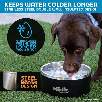 Master Pet Supply Stainless Steel Dog Bowls - 128 oz, Heavy Duty - Glacier Blue, Double Wall Extra-Thick Insulated, Non-Slip Pet Water Bowl for Dogs, Cats & Pets, Anti Rust Metal, Dish Washer Safe