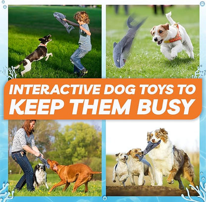 Dog Toys for Small Dogs, Squeaky Tough Dog Toys for Aggressive Chewers, Plush Dog Chew Toys for Teething, Interactive Shark Dog Toys to Keep Them Busy, Puppy Toys for Small, Medium,Large Breeds