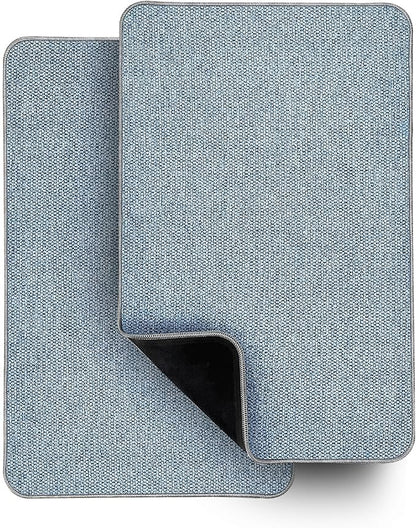 Bosap Bath Mat,Ultra Thin Bathroom Rugs,Rubber Bath Mats for Bathroom,No Slip Bath Rugs,Quick Dry,Machine Washable,Low Pile,Absorbent,Shower Outside,Sink,Home Decor Accessories.Blue,1'5"x2'3"(2 Pack)