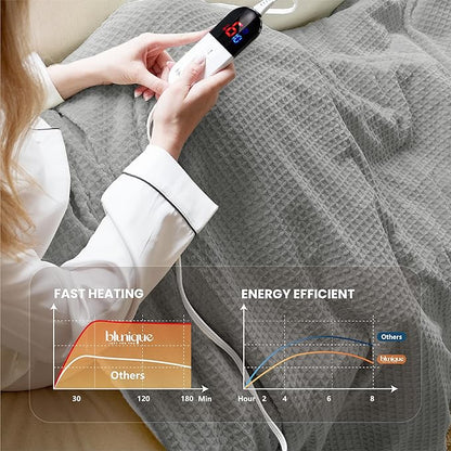 Heated Blanket Electric Blanket Twin Waffle, 62x84 Inches Sherpa Fleece Fast