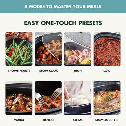 GreenPan Elite 8-in-1 Programmable 6QT Electric Slow Cooker, Dishwasher Safe