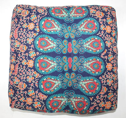 CRAFT KALA Large Hippie Mandala Meditation Floor Ottoman Pillow Cushion Pouf Cover Square Poufs Bohemian Circle Floor Cushion Case Outdoor Fireplace Yoga Living Room Decor Cover Orange, 16" Square