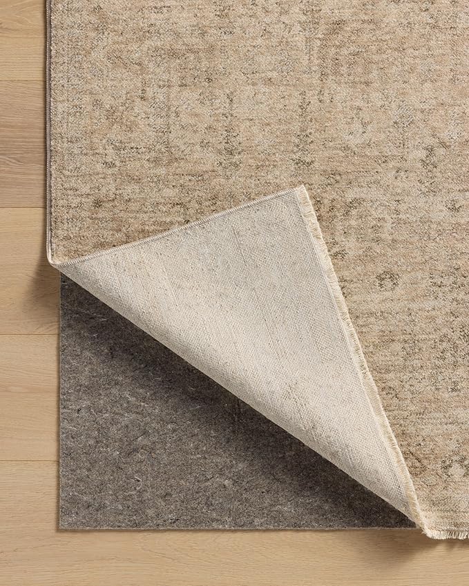 Loloi Magnolia Home by Joanna Gaines Junie Collection JUE-02 Oatmeal/Smoke 9'-6" x 9'-6", .38" Pile Height, Round Area Rug