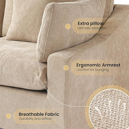 Could Couch Modular Sectional Sofa with Ottoman,Down Filled 120inch V Shaped Couch,Convertible Sofa Bed Living Room Set,6 Seat Sleeper Couched Bed, Cover Washable and Replaceable
