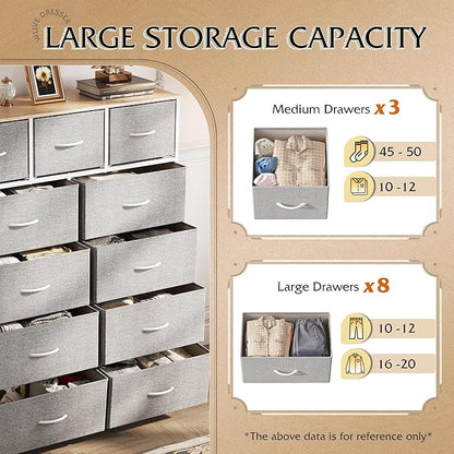 WLIVE Tall Dresser for Bedroom, Fabric Dressers Storage Tower, Dresser & Chest