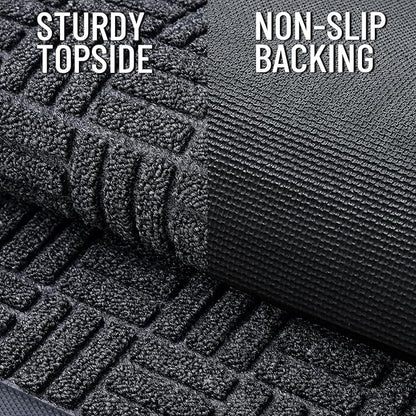 OLANLY Front Door Mat Outside Entrance 71x47, Absorbent, Heavy Duty Sturdy Natural Rubber Doormat Indoor Outdoor, Non-Slip, Stain and Fade Resistant, Low Profile Floor Mat for Entryway, Black Gray