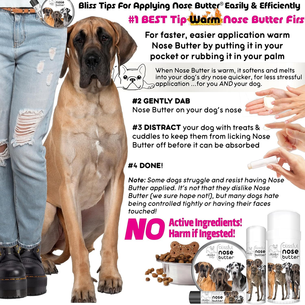 The Blissful Dog Great Dane Unscented Nose Butter - Dog Nose Butter, 4 Ounce