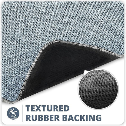 Bosap Bathroom Rugs Set 2 Pieces,Thin Bathroom Mats,Toilet Rugs,Quick Dry,Non-Slip,Machine Washable,Low Pile,Absorbent Bath Mats,Shower,Sink,Home Decor Accessories.Blue,1'5"x2'3"+1'8"x2" U Shape