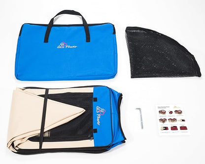 Pawer 36”×18.5” 8-Panel Foldable Pet Playpen, for Small Medium Cat/Dog/Puppy, Blue+Beige, 600D Oxford Cloth Portable Indoor & Outdoor Kennel with Carry Bag, Multiple Sizes & Colors Available
