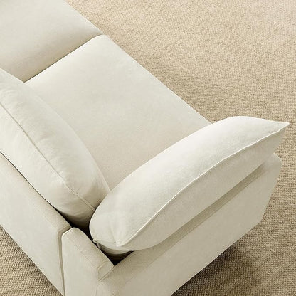 CHITA 127" Super Large Sectional Couches for Living Room, Modular Cloud Couch Sectional Sofa, Premium Fabric Couches, Down Filled, High Density Foam, Chenille in Cream, 3 Seater