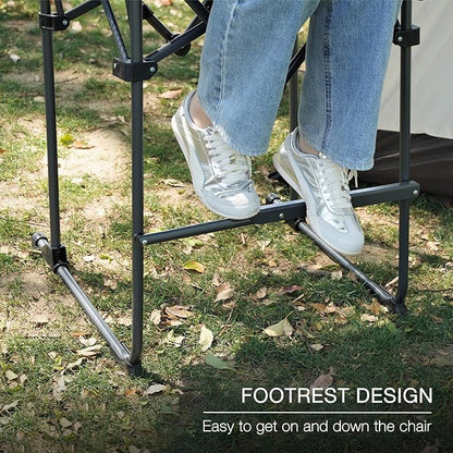 Stonehomy Portable 29" Seat Height Tall Folding Camping Chair High Foldable Directors Chair Bar Height Stool with Side Table and Storage Bag for Makeup Artist, Lawn,Craft Show,Supports 350LBS Black