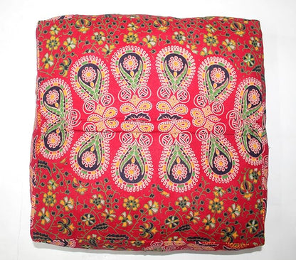 CRAFT KALA Red Peacock Large Hippie Mandala Meditation Floor Ottoman Pillow Cushion Pouf Cover Square Poufs Bohemian Circle Floor Cushion Case Outdoor Fireplace Yoga Living Room Decor Cover 16" Square