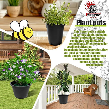 7 Gallon Nursery Pots Plastic Container Injection Molded Pot for Plants Flexible with Drainage Holes Suitable for Plants Soil Growers or Hydroponics Black 10 Pcs