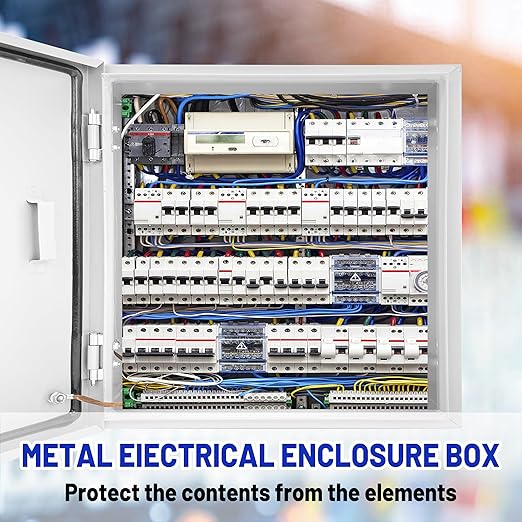 Outdoor Electrical Box 24x 24 x 8''D NEMA 4X Enclosure Steel Box, Waterproof &