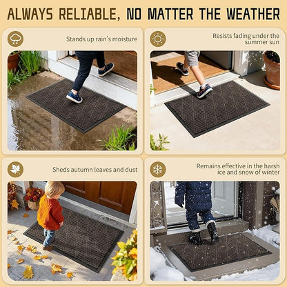 Yimobra Extra Large Door Mat 60x36, All-Weather Waterproof Non-Slip Welcome Matt Outdoor, Heavy Duty Non Slip Doormat for Entryway for Patio and Garage Indoor, Easy Clean, Brown
