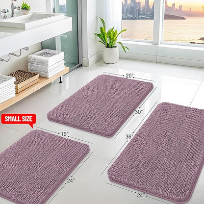Arotive Bathroom Rugs 30x20, Extra Soft Absorbent Shaggy Chenille Bath Rugs, Machine Washable Rubber Backing Non-Slip Bath Mats for Bathroom Floor Tub and Shower, Home Decor Accessories, Deep Plum