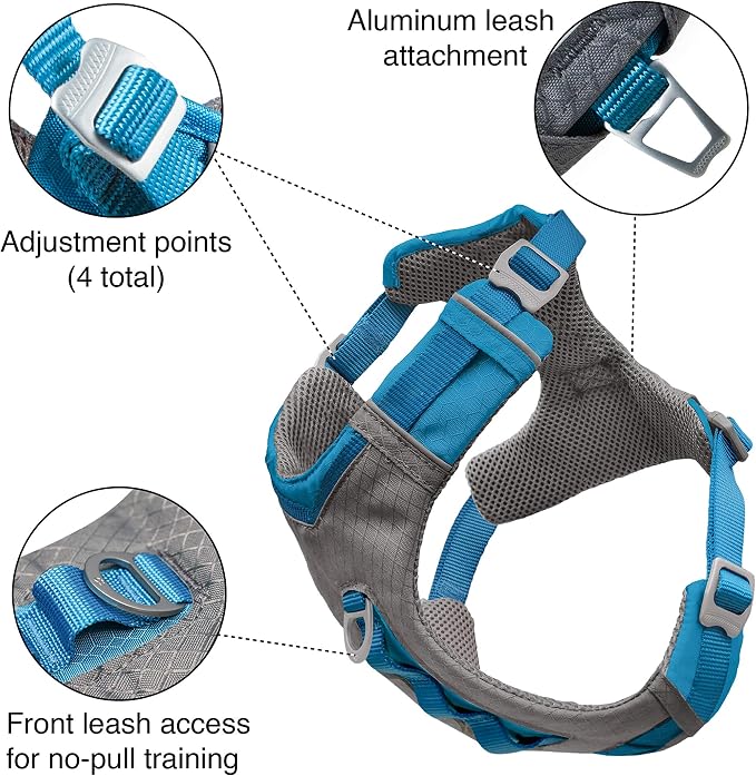 Kurgo Journey Air Dog Harness, Orange, Small | Padded Chest, Ripstop Outer & Breathable Mesh, Back Assist Handle, Rust-Free Aluminum Hardware, Reflective Trim