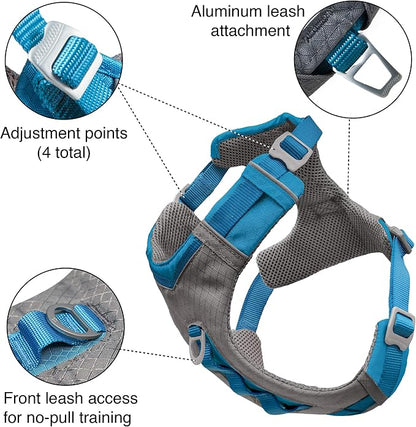 Kurgo Journey Air Dog Harness, Orange, Small | Padded Chest, Ripstop Outer & Breathable Mesh, Back Assist Handle, Rust-Free Aluminum Hardware, Reflective Trim