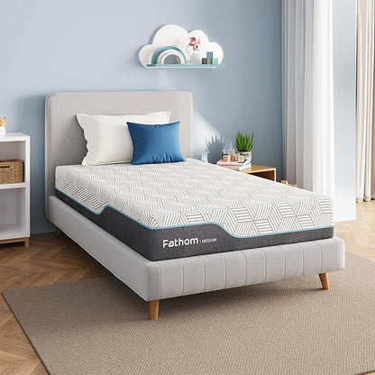 FATHOM Medium Full Mattress 10 Inch Memory Foam Mattress Full Size Bed in a Box for Back Pain Relief and Cool Sleep with Gel Foam and Removeable Fiberglass Free Cover, CertiPUR-US Certified