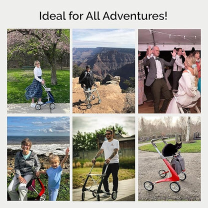 byACRE Carbon Ultralight Rollator Walker - World's Lightest Carbon Rollator - Only 10.6 lbs | Indoor and Outdoor Use | Foldable with seat and Easy to Travel with (Morning Blue, Compact Track)