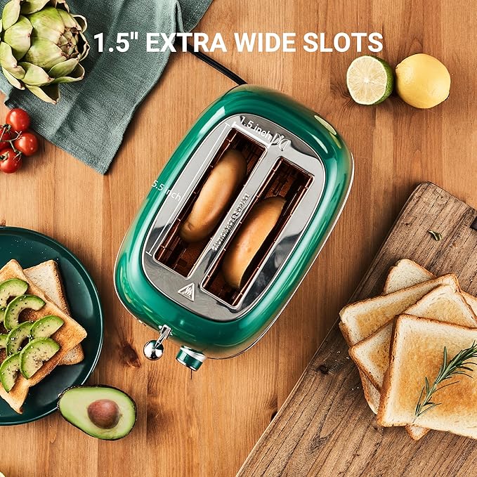Roter Mond 2 Slice Toaster Retro Stainless Steel