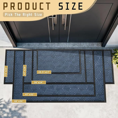 Yimobra Outdoor Mats for Front Door 29.5x17, Stops Mud & Dirt at Entrance, Fits Garage & Patio, All-Weather Waterproof Non Slip Outdoor Indoor Welcome Mat, Blue