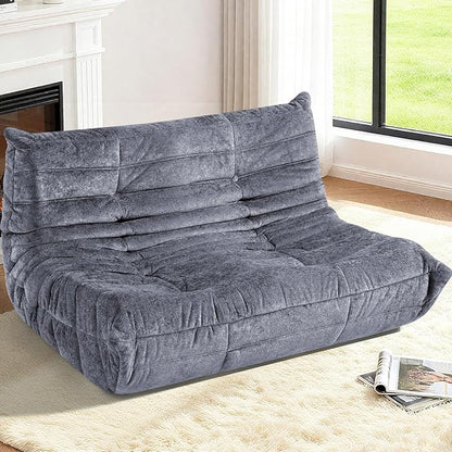 HABUTWAY Bean Bag Chair, Giant Bean Bag Chairs for Adults, Loveseat Fireside Chair, 2 Seater Lazy Bean Bag Sofa Memory Foam Couch for Living Room, Bedroom, Office (Grey)