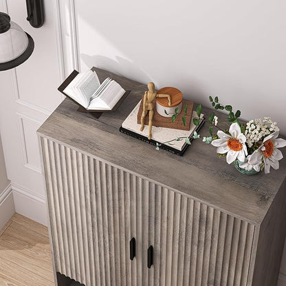 4-Tier Fluted Shoe Cabinet