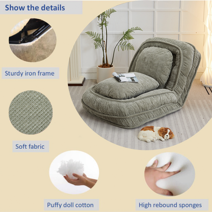 [VIDEO provided] Human Dog Bed ,Lazy Sofa Couch ,5 Adjustable Position,sit,sleep,fold,suit to put in bedroom, living room ,Space Saving Design,Green