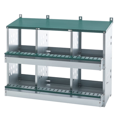 6 Compartments Chicken Nesting Box For Laying Eggs, Roll Away Chicken Laying Boxes, Green