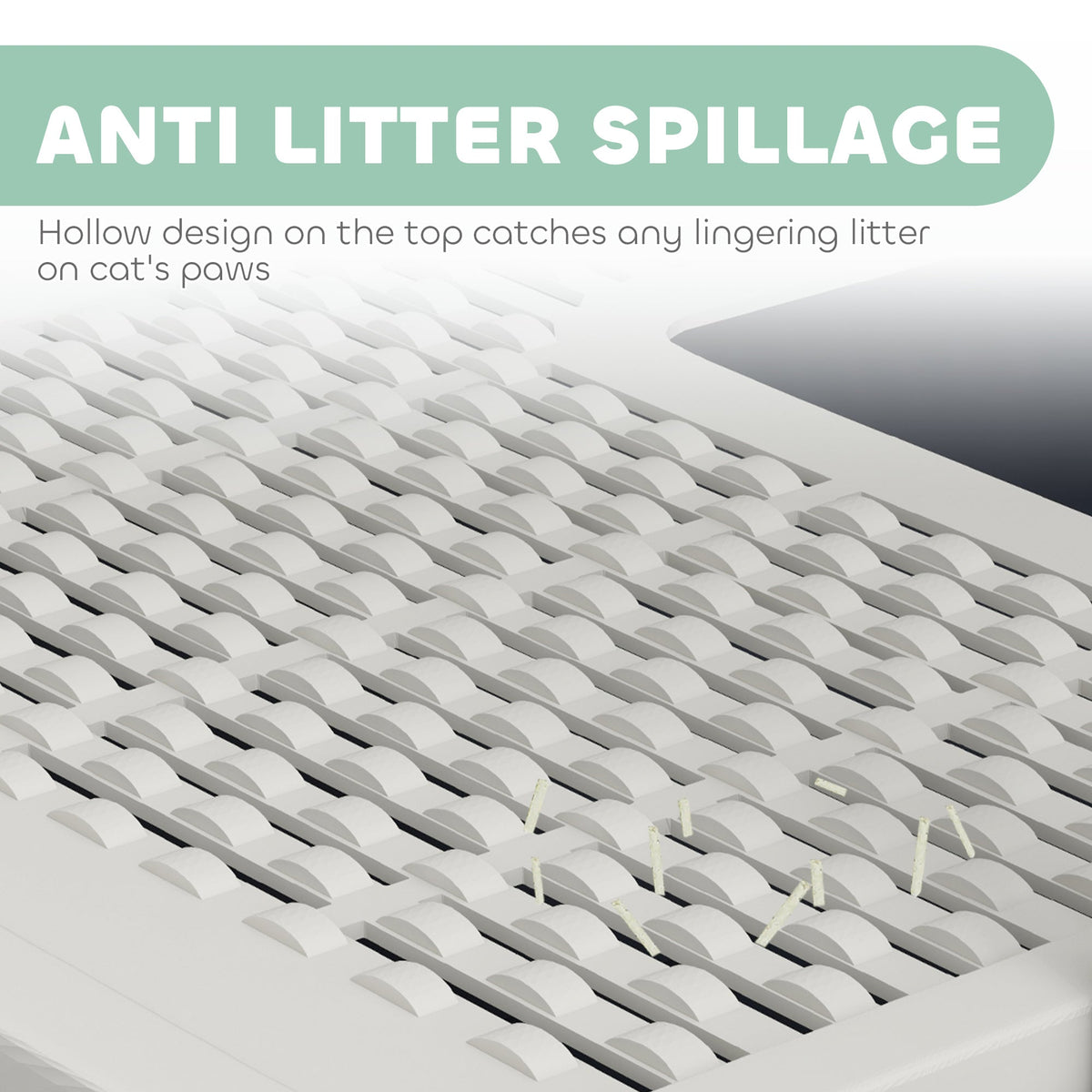 Cat Litter Box with Lid, Scoop, Front Entry, and Top Exit for Large Cats, White