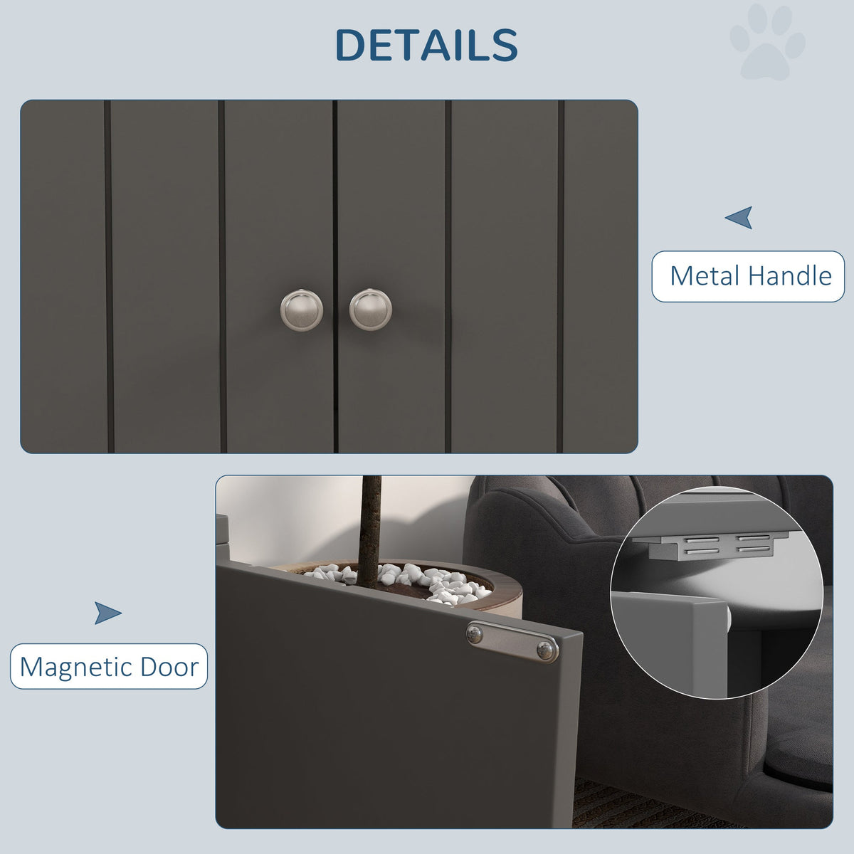 Elevated Dog Bowls with Storage Cabinet Containing Large 44L Capacity, Gray