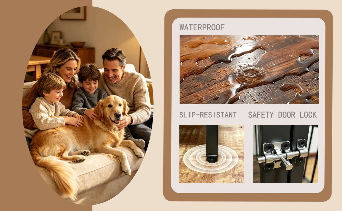 Vintage wood grain dog cage edge,360 degree rotating bowl with safety grade soft silicone material