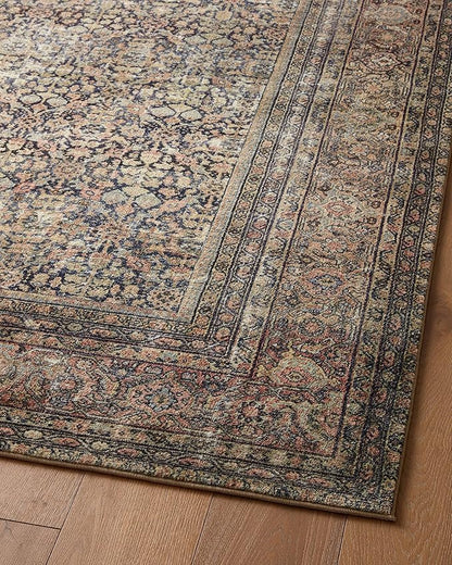 Loloi Amber Lewis Morgan Collection MOG-03 Denim/Multi 5'-0" x 7'-0" 38" Thick Area Rug feat. CloudPile, Neutral, Room Décor, Vintage Inspired, Livingroom, Bedroom, Dining Area