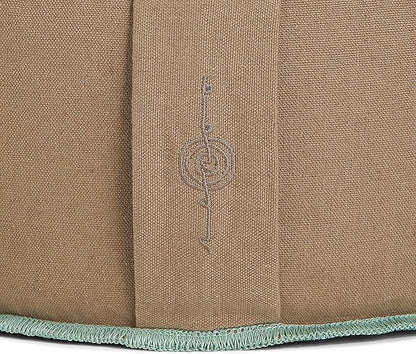 Organic Round Meditation Cushion by renoo - Durable Comfortable Cotton, Linen, Hemp - Modern Zafu - Buckwheat Floor Pillow Yoga Bolster in 15 Colors Removable Cover - 15 inches - Earth