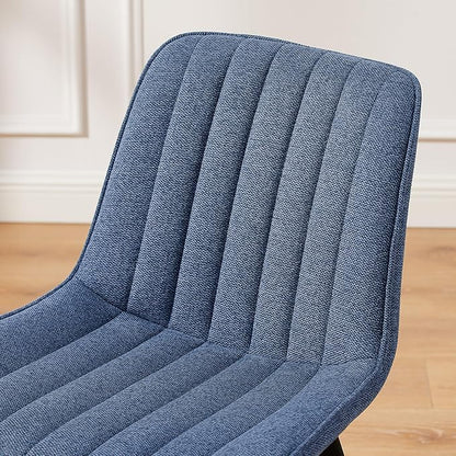 Art Leon Swivel Dining Chairs Set of 2, Mid Century Modern Kitchen Dining Room Chairs, Upholstered Fabric Armless Side Chair with Wood Legs for Living Room Bedroom, Blue