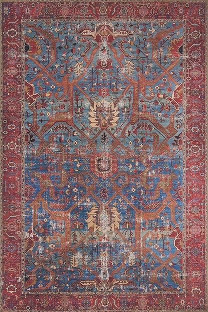 Loloi Loren Collection LQ-10 Blue/Red 7'-6" x 9'-6" Area Rug