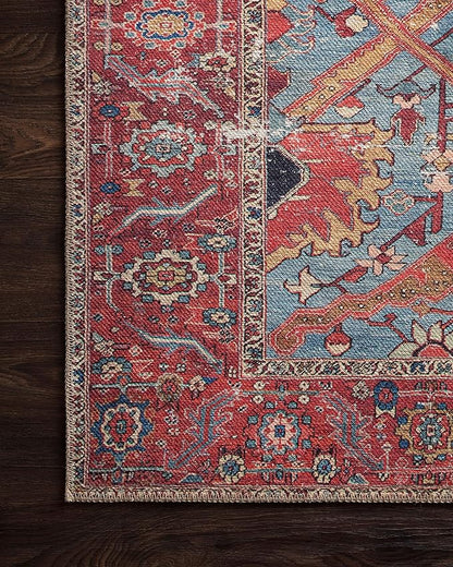 Loloi Loren Collection LQ-10 Blue/Red 7'-6" x 9'-6" Area Rug