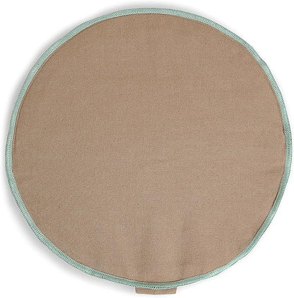 Organic Round Meditation Cushion by renoo - Durable Comfortable Cotton, Linen, Hemp - Modern Zafu - Buckwheat Floor Pillow Yoga Bolster in 15 Colors Removable Cover - 15 inches - Earth