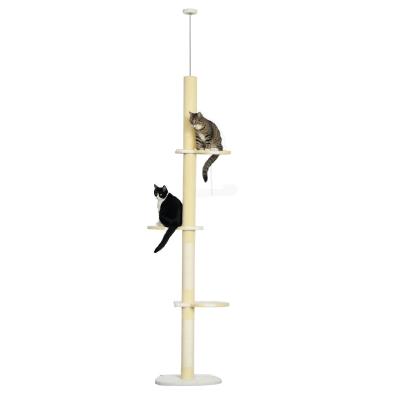 4-Tier Floor To Ceiling Cat Tree Height Adjustable 87 -103 Inch