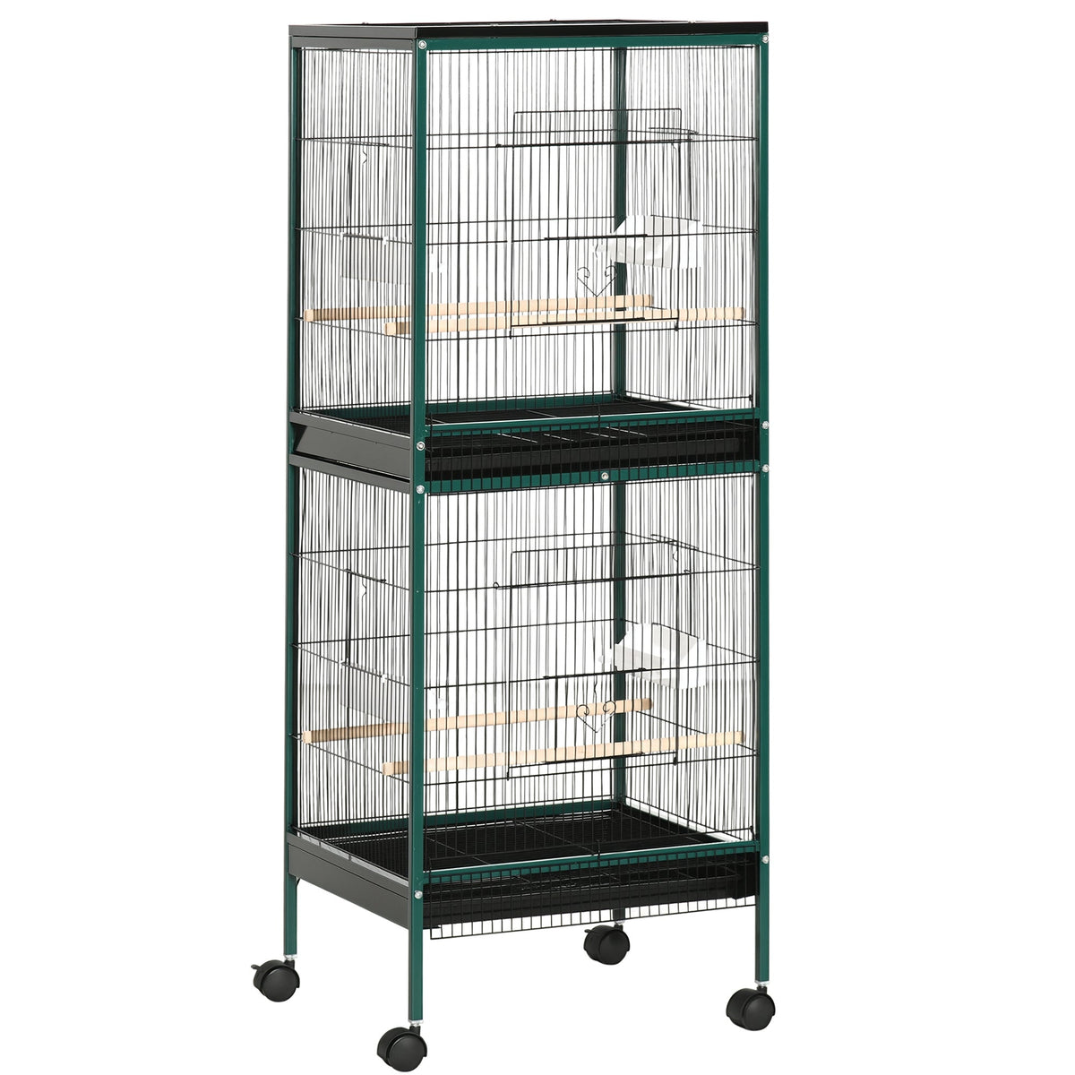 Large Bird Cage with 1.7 ft. Width for Wingspan, Bird Aviary Indoor with Multi-Door Design, Fit for a Canary, Finch, Conure, 55", Green