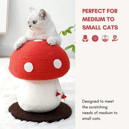 Mushroom Cat Scratching Post Unique Design, Sisal Wrapped, Ideal For Medium And Small Cats, No Assembly Required Cat Stuff Cat Tree Tower Cat Toys